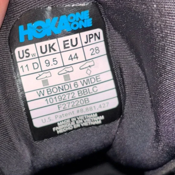 Hoka Bondi 6 Wide black running shoes athletic women’s size 11 D - Picture 6 of 7